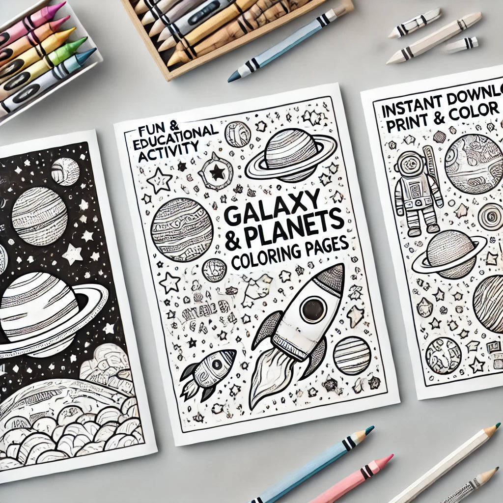 ✨ Galaxy & Planets Coloring Pages – Fun Space-Themed Printable Activity for Kids & Adults